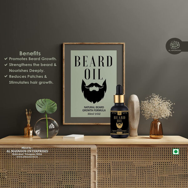 AL MASNOON BEARD OIL 30ML (PACK OF 1) 100% NATURAL BEARD GROWTH FORMULA