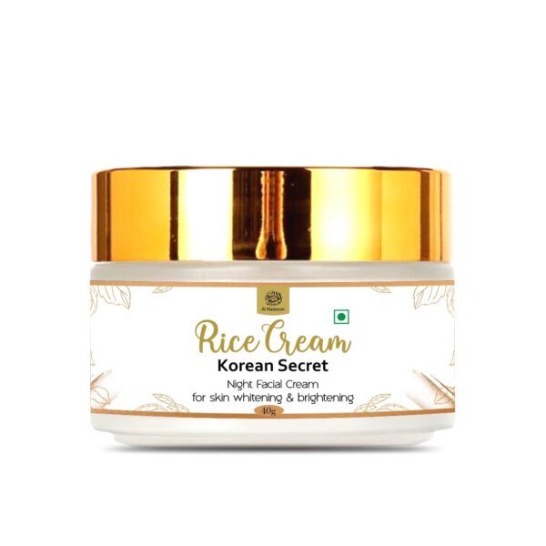 AL MASNOON Rice Night Facial Cream: Korean Secret for Skin Whitening & Brightening, 40g Pack of 1