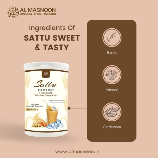 AL MASNOON Sweet Sattu with Barley, Almond & Cardamom/A Nutritional & Delicious Energy Drink 250g(pack of 1)