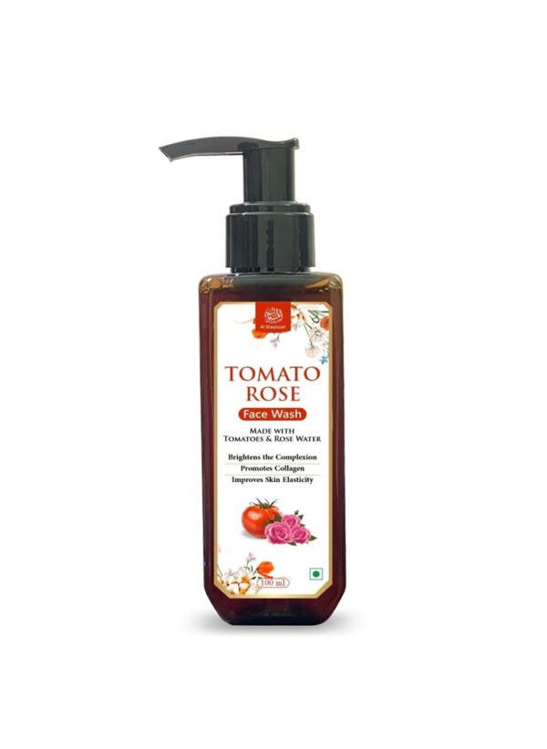 AL MASNOON Tomato Rose Face Wash | 100ml Pack of 1 | Natural & SLS Paraben Free, Enriched with Tomato and Rose Extracts for Clean, Radiant, and Glowing Skin