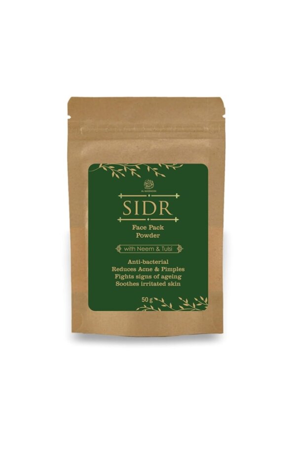 AL MASNOON Sidr Face Pack with Neem & Tulsi 50g / anti-bacterial/soothes irritated skin