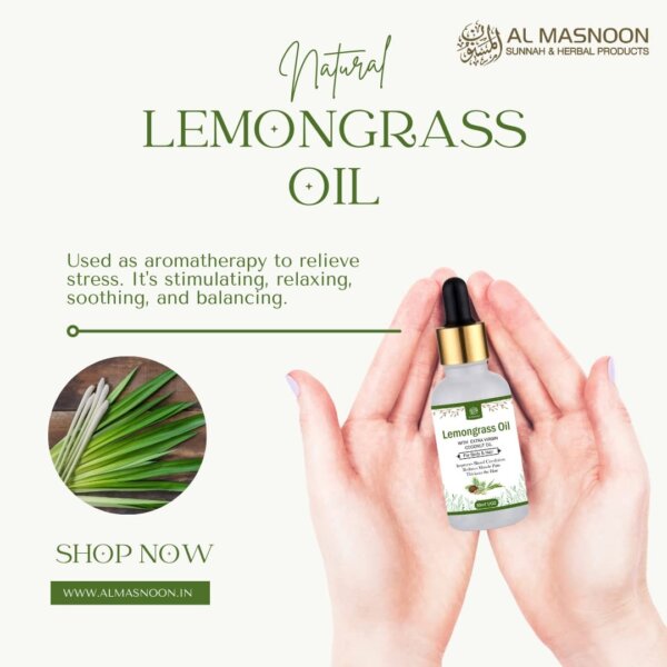 AL MASNOON Lemongrass Oil Infused with Extra Virgin Coconut Oil for Body & Hair | 30ml (Pack of 1) | 100% Natural Nourishment and Refreshment