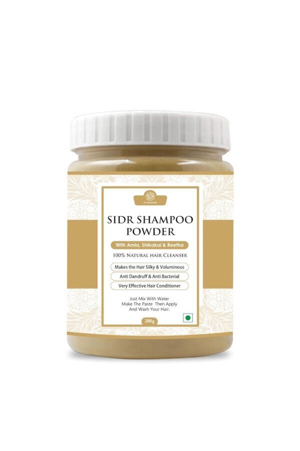 AL MASNOON Sidr Dry Shampoo Powder 100% Natural Hair Cleanser/Just Make Paste, Apply & Wash/With Amla Shikaki & Reetha 200g (Pack Of 1)
