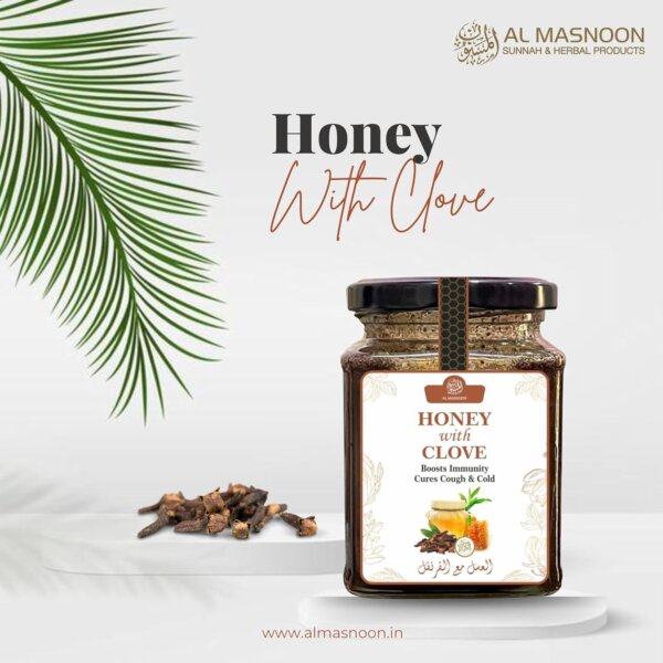 AL MASNOON Honey with Clove 300g - 100% Pure and Natural Honey Infused with Premium Cloves for Enhanced Flavor and Health Benefits (Pack of 1)