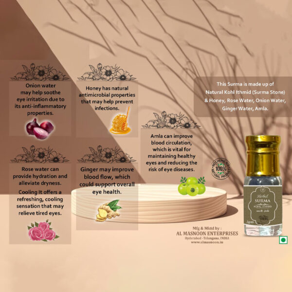 Herbal Surma Kohl with Pure Honey, Amla & Onion Water - 5g