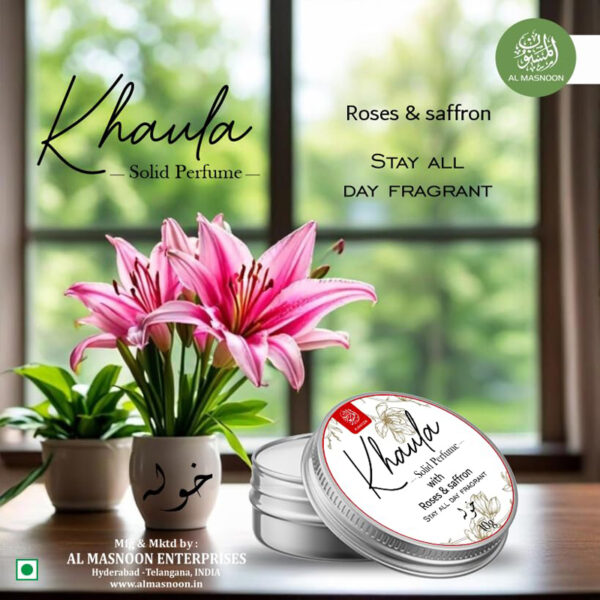 Khaula Solid Perfume | 10g Luxurious Arabic Fragrance with Rose & Saffron